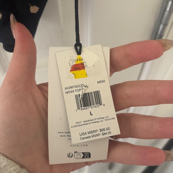 RVCA Cropped Smocked Puff sleeved floral bustier top L - Picture 8 of 8